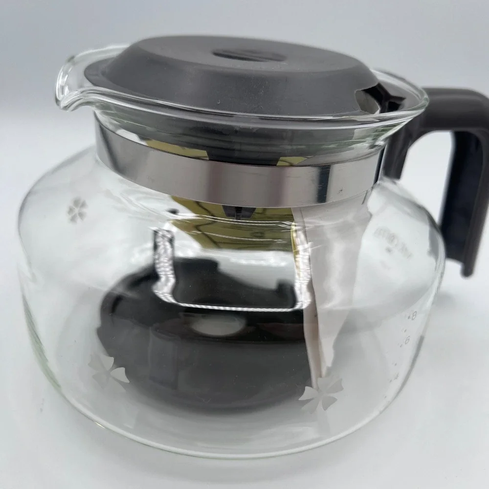 Mr Coffee 10 Cup Glass Replacement Decanter F-122 Carafe with Two Lids Vintage